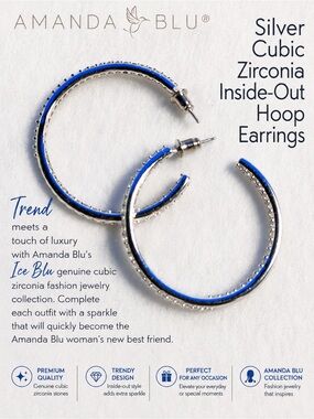 Amanda Blu® Silver Gold Cubic Zirconia Inside-Out Hoop Earrings